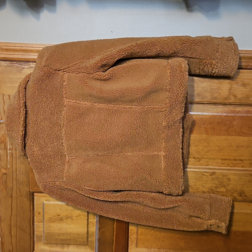 NWOT Anthropologie Avec Les Filles Teddy Sherpa Trucker Jacket in Caramel Brown - Picture 9 of 13